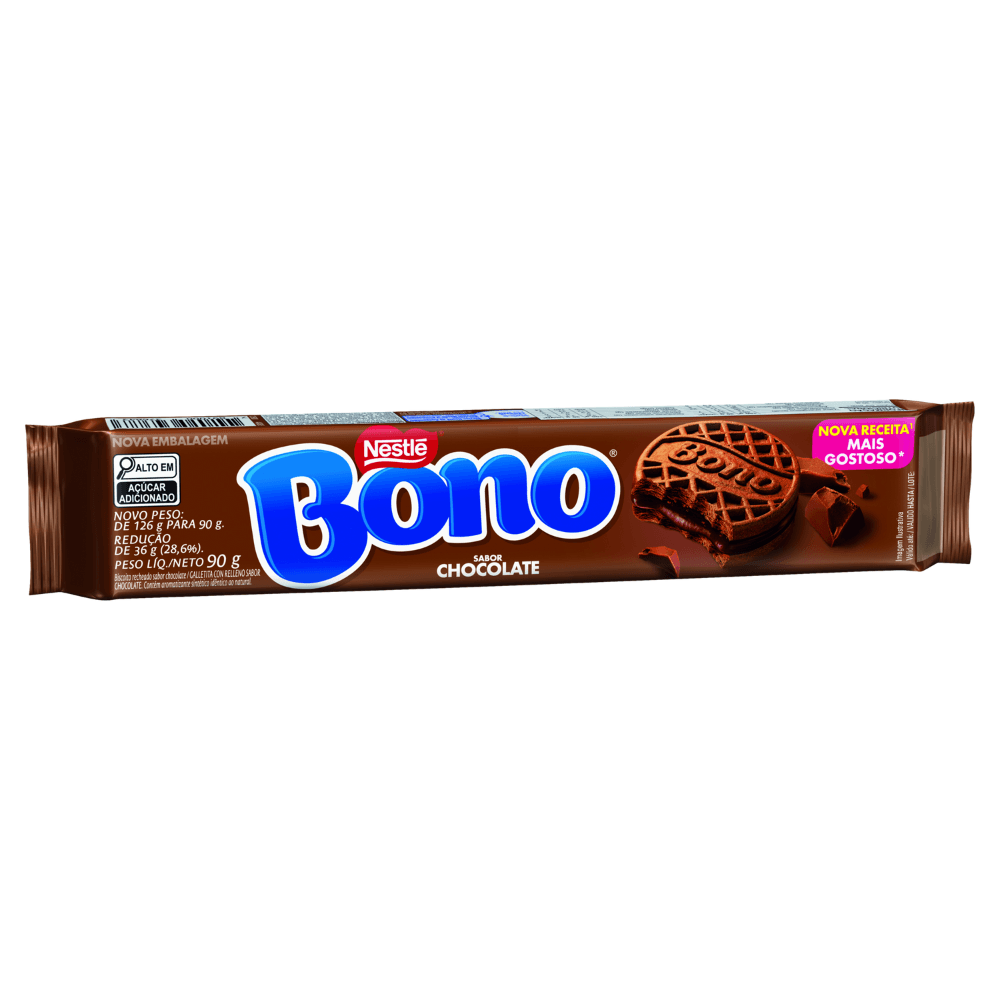 Biscoito Recheado De Chocolate Bono 90g